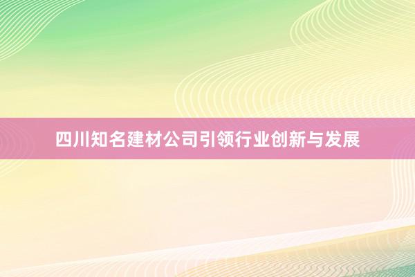 四川知名建材公司引领行业创新与发展